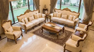 مبل سلطنتی در سالن ال شکل